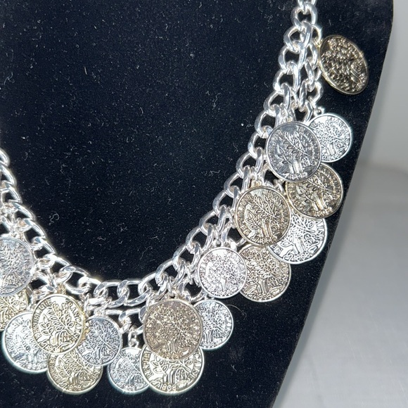 Francaise Republique | Chic Silver and Gold Coin Necklace Bohemian NWOT - Picture 7 of 8